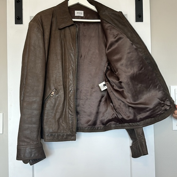 Armani authentic - brown leather jacket - Picture 2 of 4